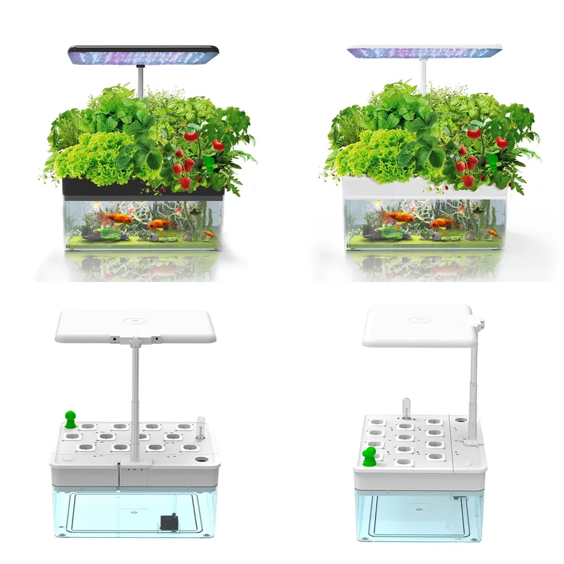 Smart Gardening - แบรนด์ IGS-70 ระบบปลูกพืชไฮโดรโปนิกส์ในร่มพร้อมไฟ LED สำหรับปลูกพืชและตู้ปลา พร้อมระบบสวนอัจฉริยะและระบบเลี้ยงปลา