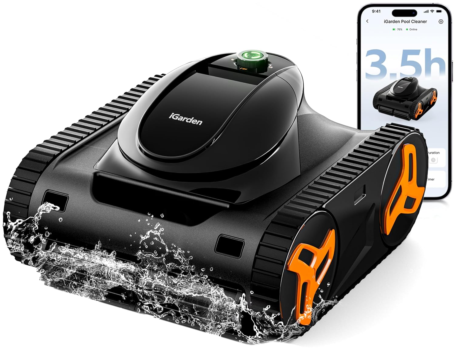 Smart Gardening - หุ่นยนต์ทำความสะอาดสระว่ายน้ำ KN Series, ใช้งานได้นาน 210 นาที,