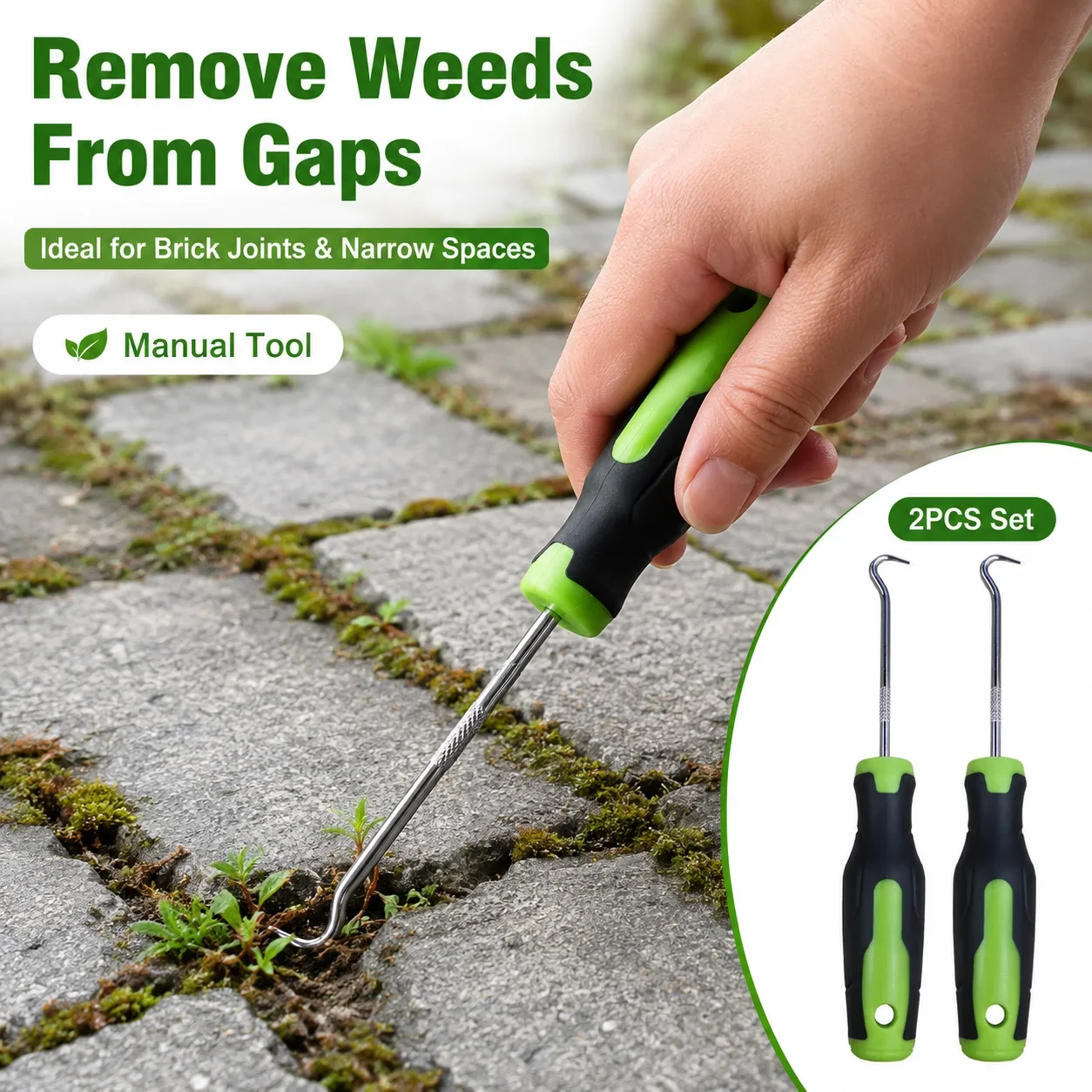 Smart Garden Edging - เครื่องมือถอนวัชพืชแบบใช้มือ 2 ชิ้น ทำจากสแตนเลส สำหรับกำจัดตะไคร่ ถอนวัชพืชในสวน