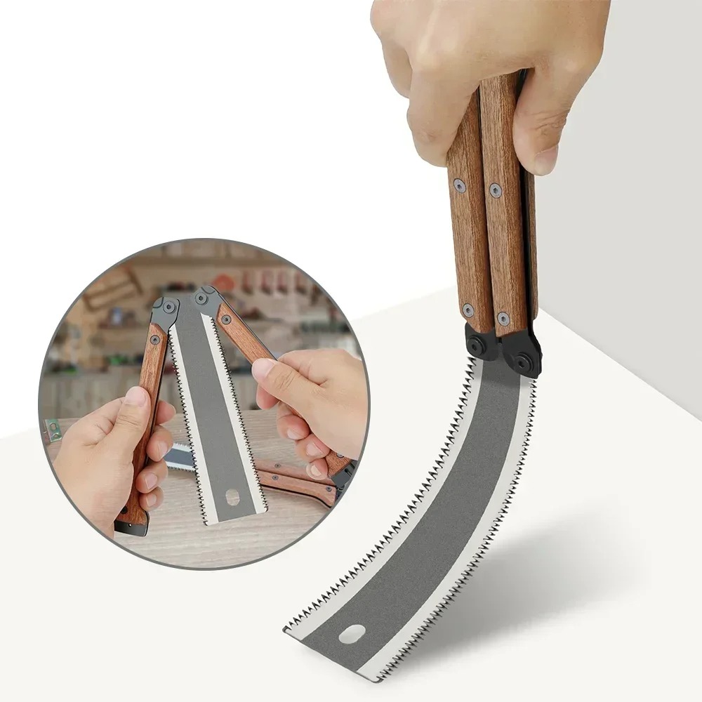 Smart Garden Edging - เลื่อยมือพับได้สองคมแบบญี่ปุ่น พร้อมด้ามไม้ สำหรับงานไม้ DIY ตั้งแคมป์ ทำสวน
